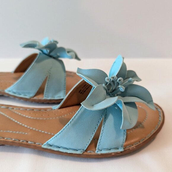 Somona "Ursula" Aqua Flat Slip-on Sandals with Flower Detail  Size 7.5 - Picture 3 of 6